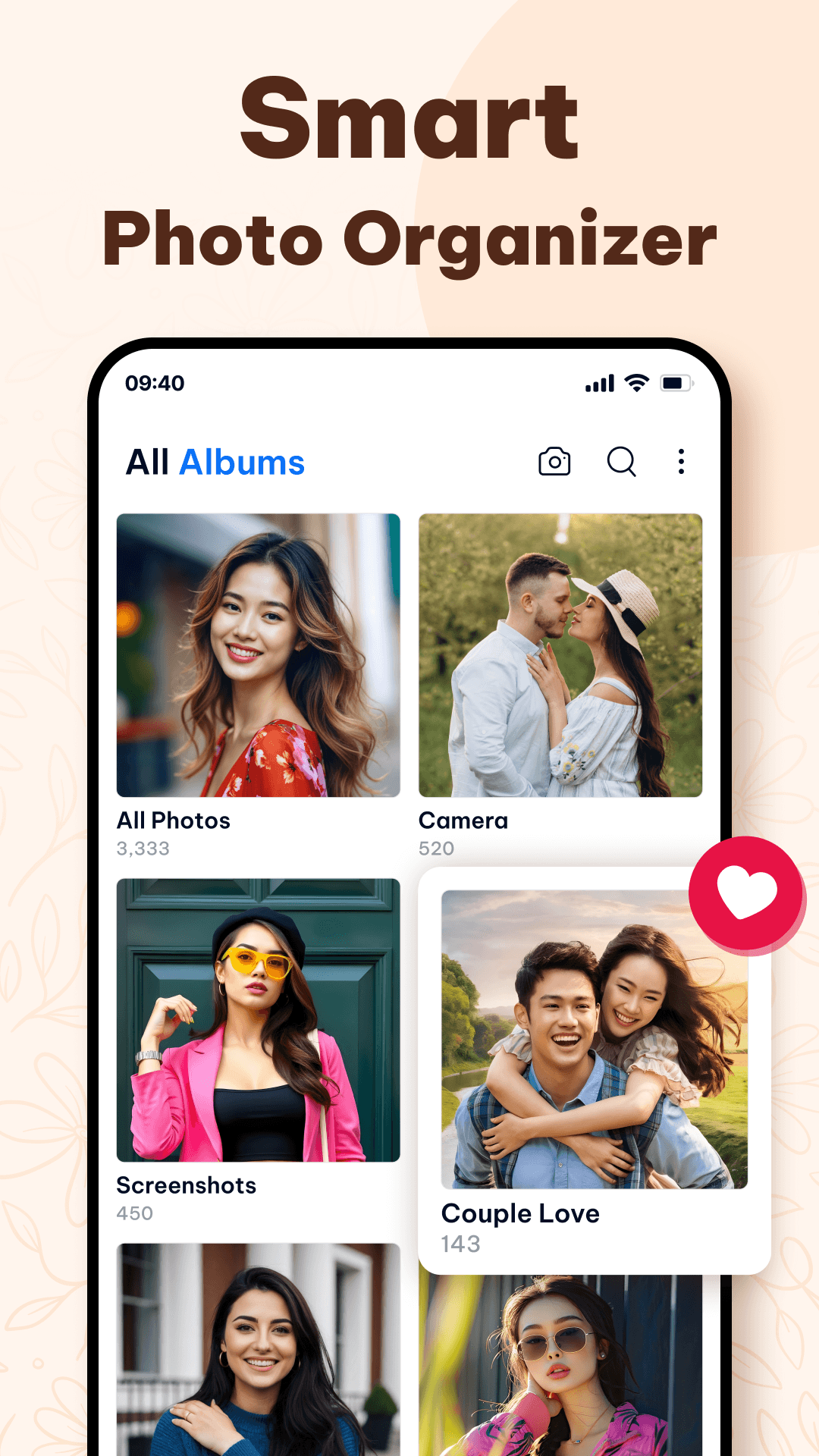 Gallery smart photo organizer screen