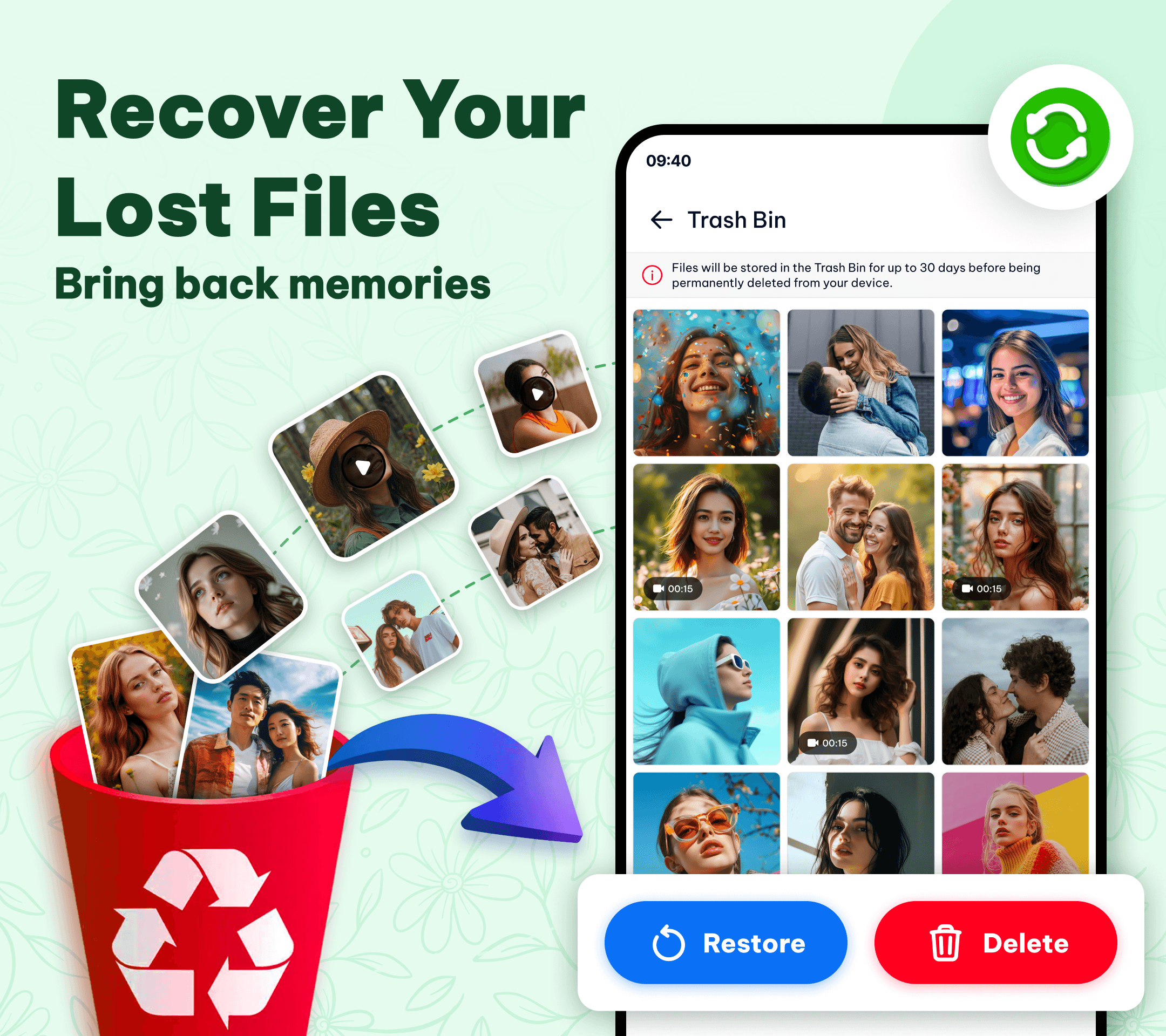 Gallery recycle bin recovery feature